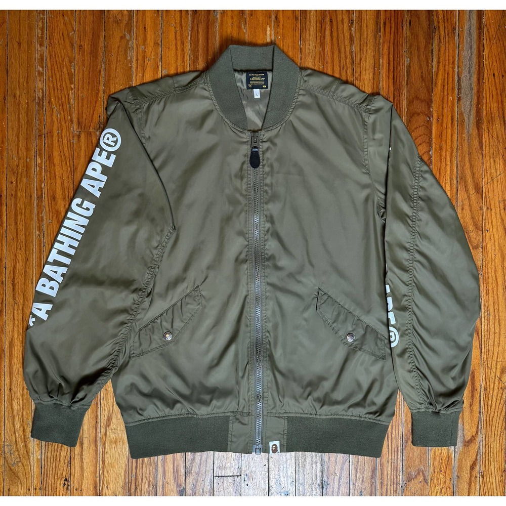 Bape MA-1 Bomber Jacket Olive Green Size Large No Flaws 2018 By A Bathing Ape